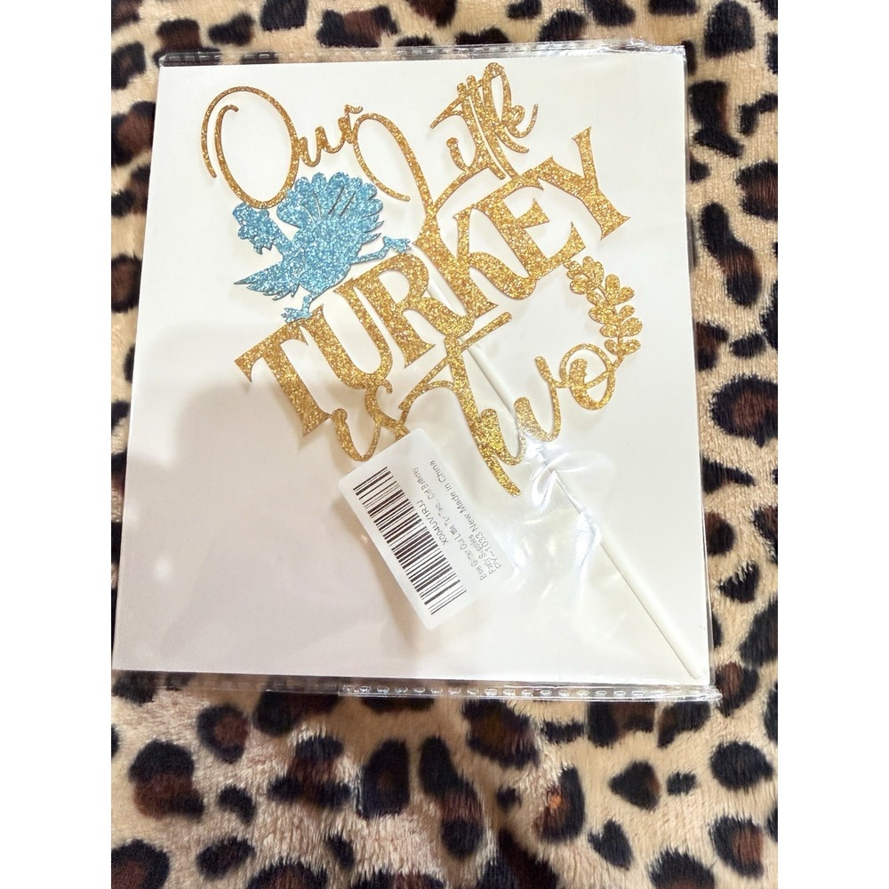 Gold Turkey Cake Topper Birthday Decoration Thanksgiving Theme Cardboard‎